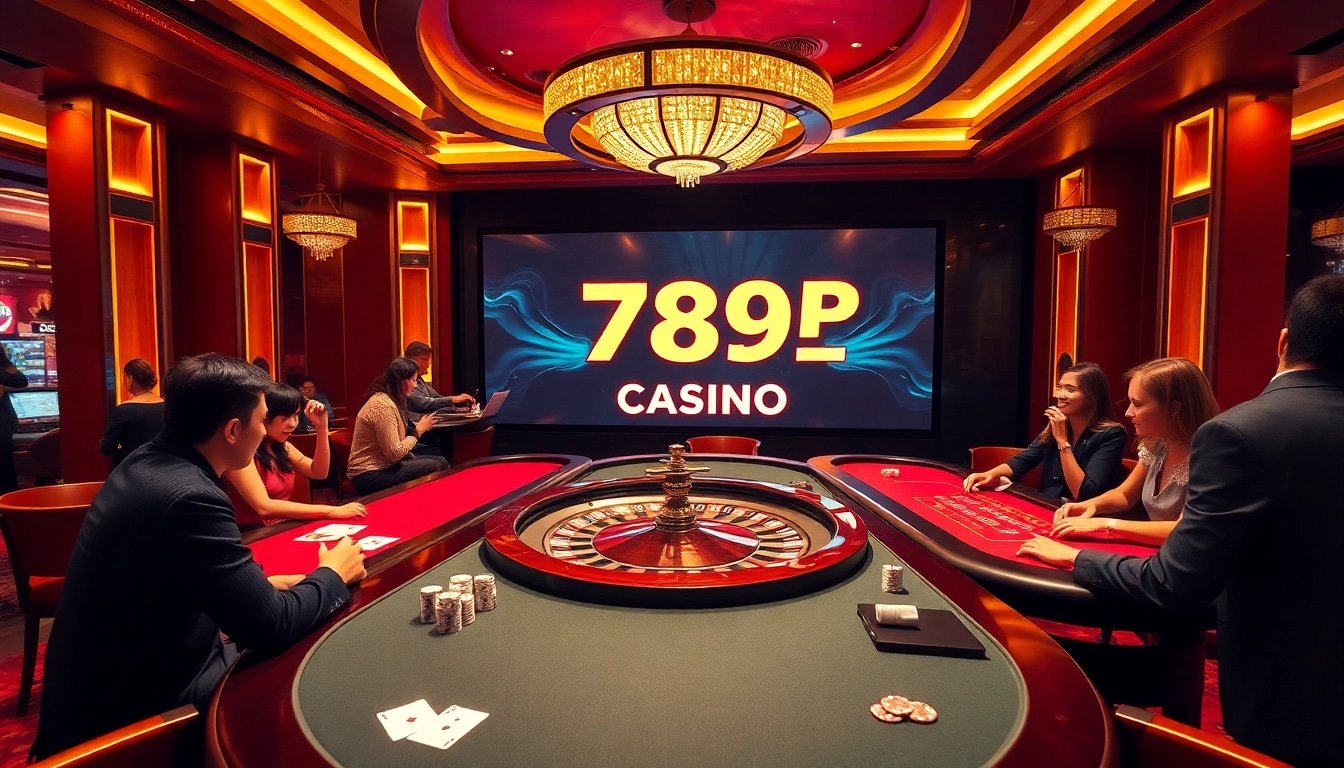 Players enjoying games at 789P Casino, surrounded by vibrant decor and thrilling action.
