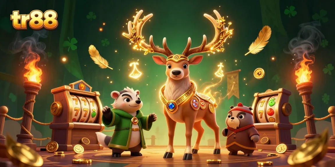 Experience the thrilling world of tr88 slots with vibrant characters, glowing coins, and dynamic elements.