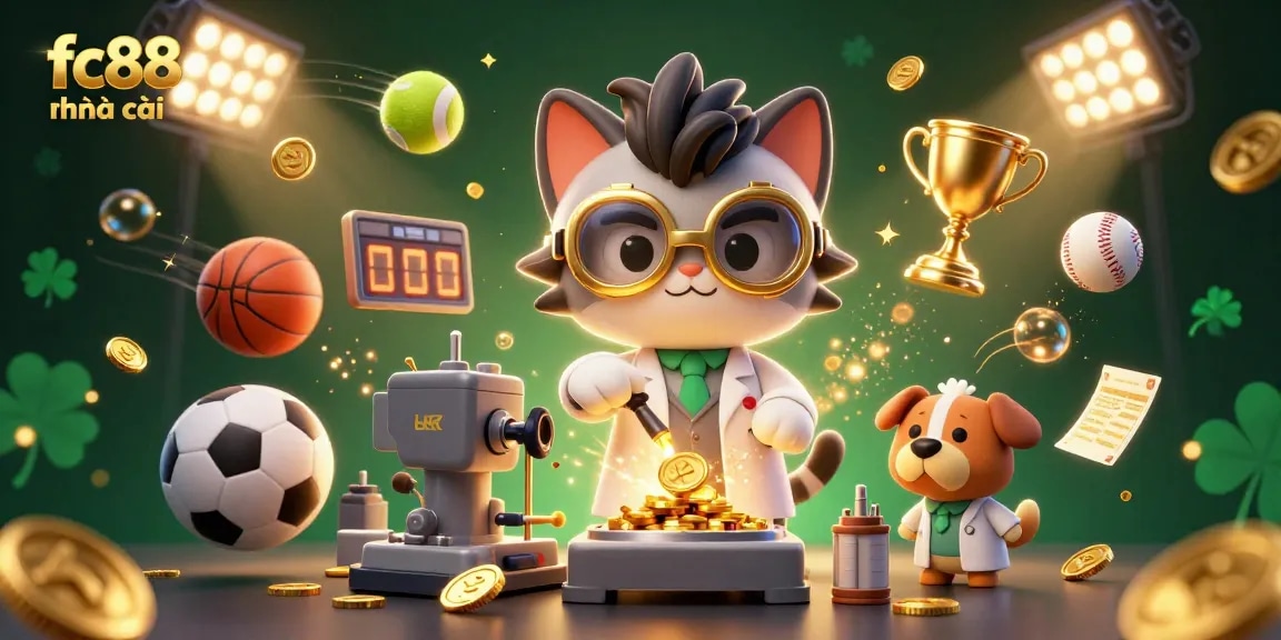 Join the thrilling action of fc88 nhà cái with a lively 3D scene of gambling excitement.