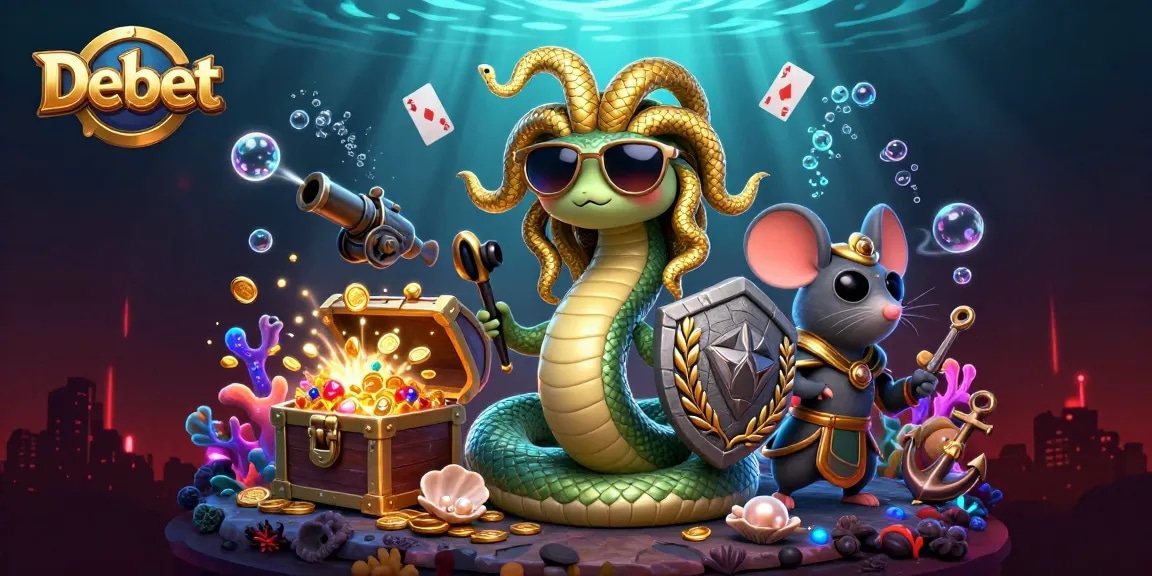Debet offers exciting gameplay with Medusa and warrior mouse in a vibrant casino scene.