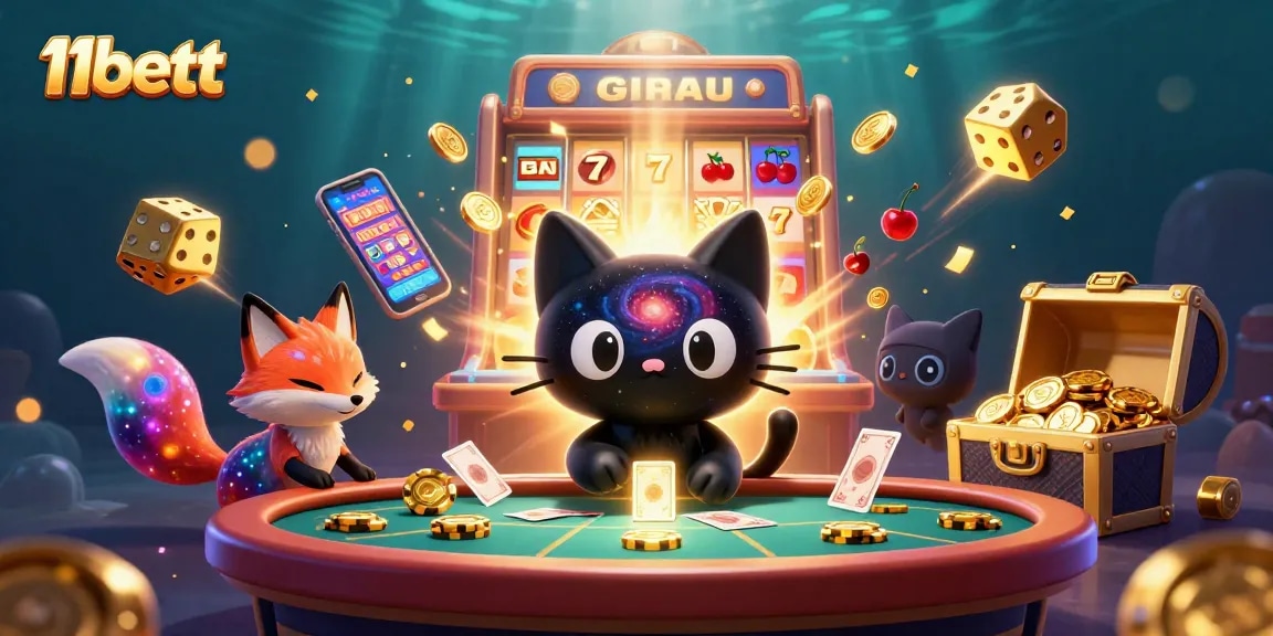 Engage with thrilling games at 11bett, featuring cosmic cats and vibrant casino elements.