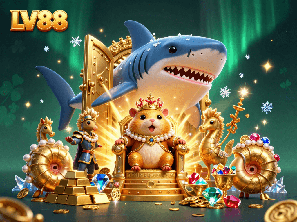 Win big with LV88 at the online casino, featuring a fierce hamster king and treasure galore.