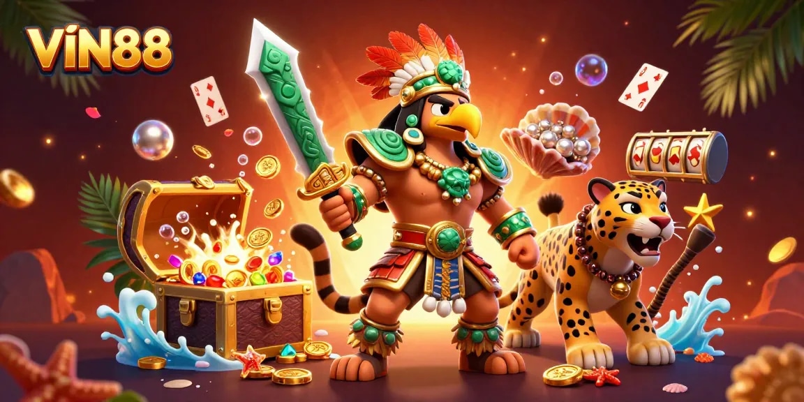Experience thrilling gameplay at VIN88 with diverse gaming elements in a vibrant casino scene.