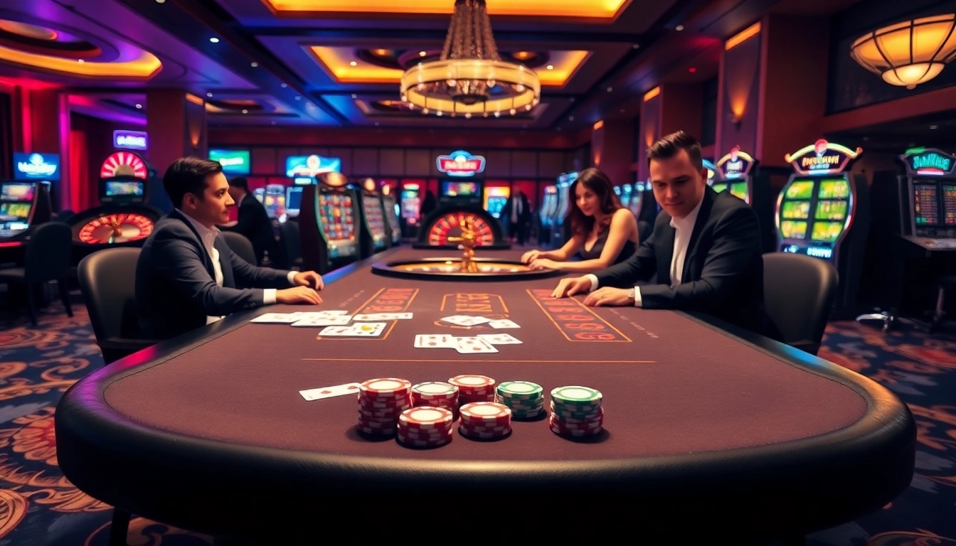 Players enjoy thrilling card games at 78Win Casino, showcasing excitement and professionalism.