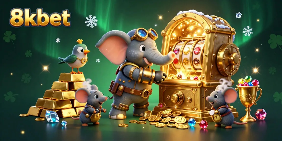 Experience the thrill at 8kbet with vibrant steampunk characters amidst a dynamic casino scene.