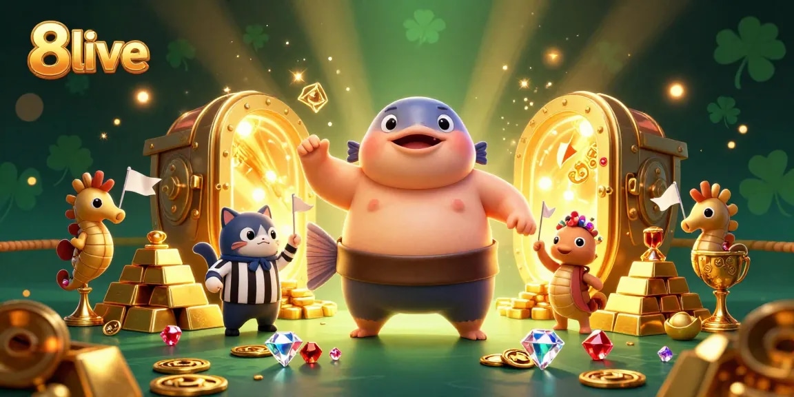 Play exciting games at 8live with a dazzling underwater casino scene full of treasures.