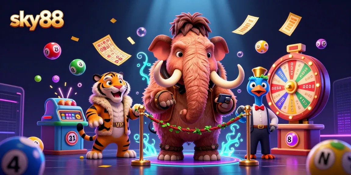 Experience the excitement of sky88 with vibrant casino games and colorful elements.