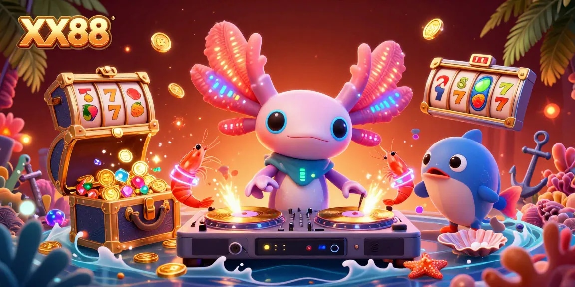 Experience the thrill of winning at XX88 with a vibrant underwater casino scene featuring dynamic characters.