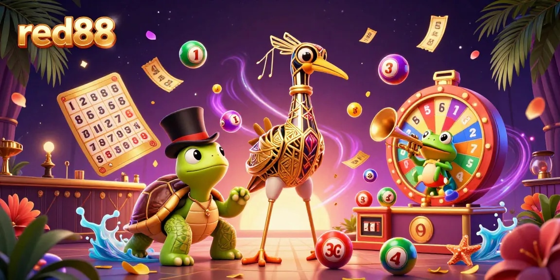 Experience thrilling action with red88's vibrant 3D casino illustration, featuring lively characters and dynamic game elements.