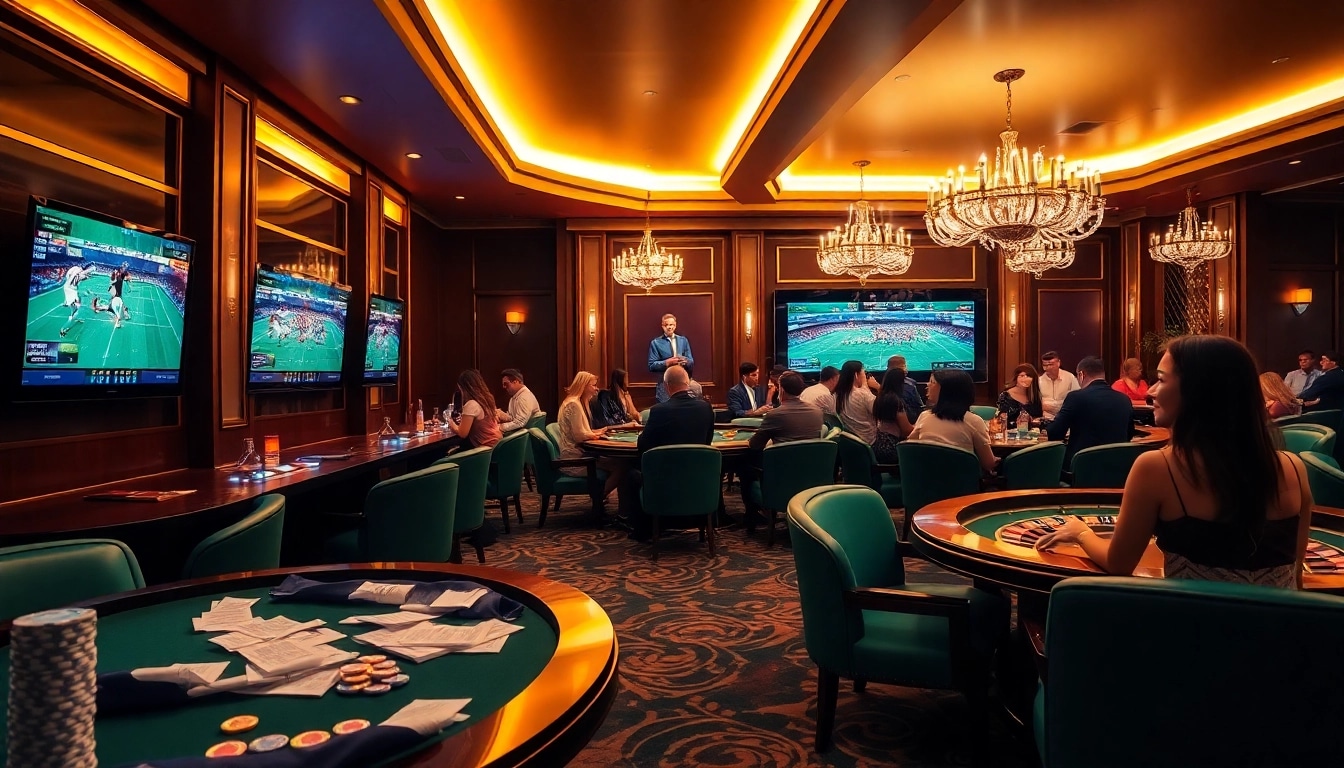 Gamble strategically on https://okwintv.global/ with an upscale sports betting lounge showcasing real-time football matches.