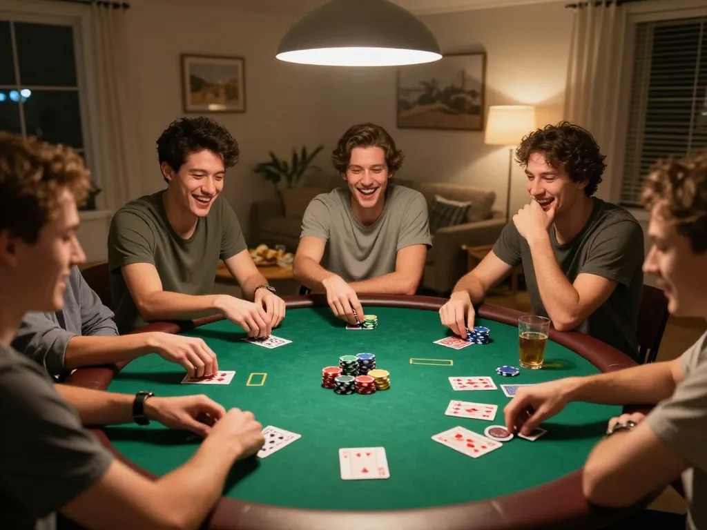 Friends engaged in a poker game at home demonstrate why SKY88 hiện đang mở is the go-to choice for elevating your betting experience.