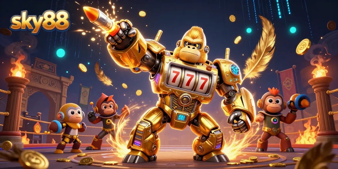 Experience thrilling gameplay at sky88 with vibrant 3D illustration showcasing casino themes and excitement.