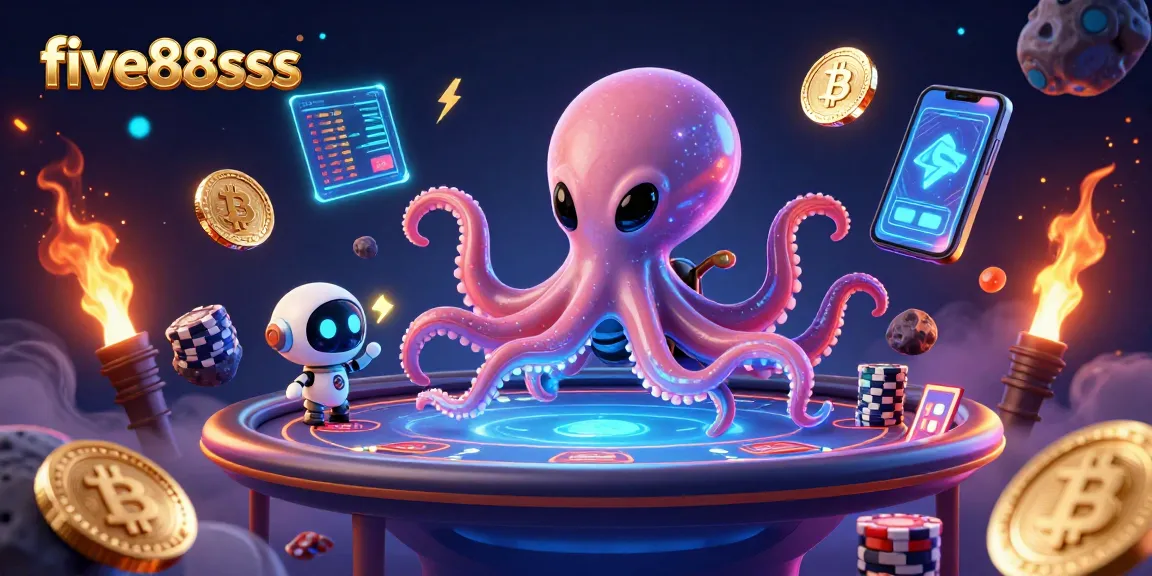 Experience a thrilling game with five88sss featuring an alien octopus at a poker table in space.