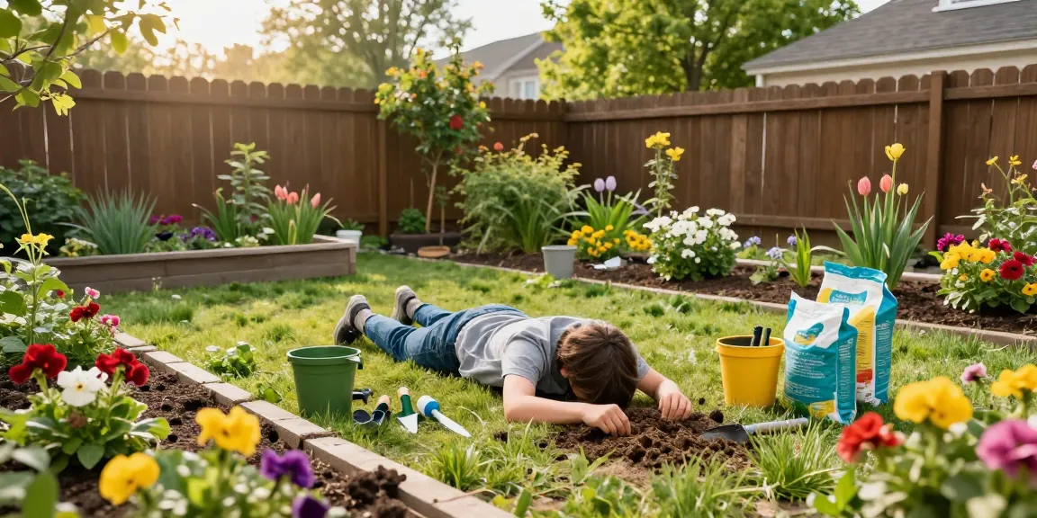 sedummat kopen in een levendige tuinsetting met kleurrijke bloemen en gereedschap