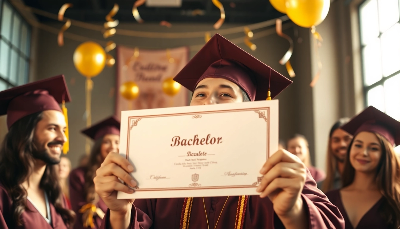 Bachelor urkunde held by proud graduate during celebration