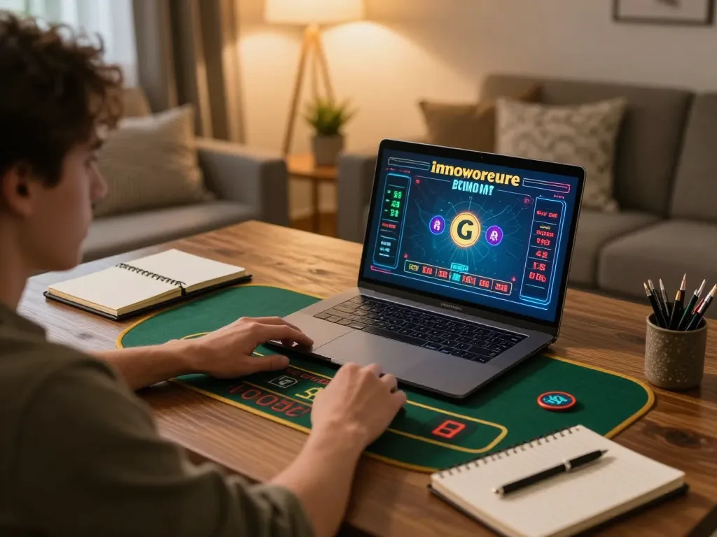 Engaged player on Trang chủ s8 enjoying live dealer games from home with strategic materials.