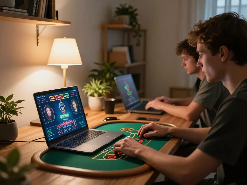 GEM88 player engaging in live dealer blackjack at home, enjoying immersive online gaming