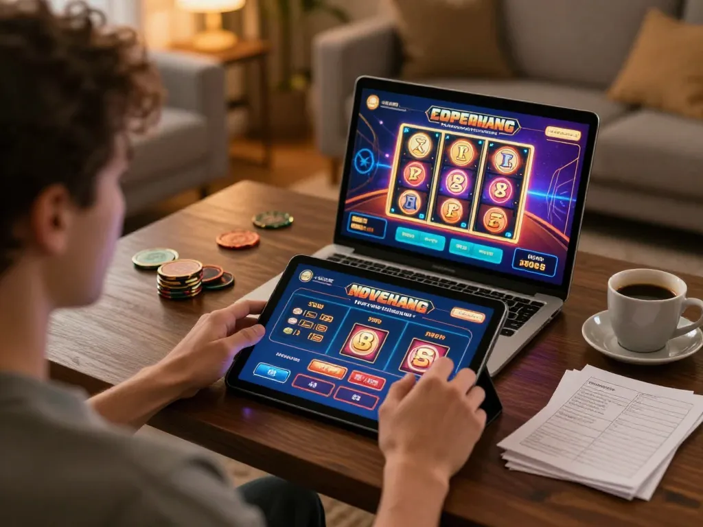 A player engaging with live dealer games on 92slot com while enjoying a cozy home atmosphere.