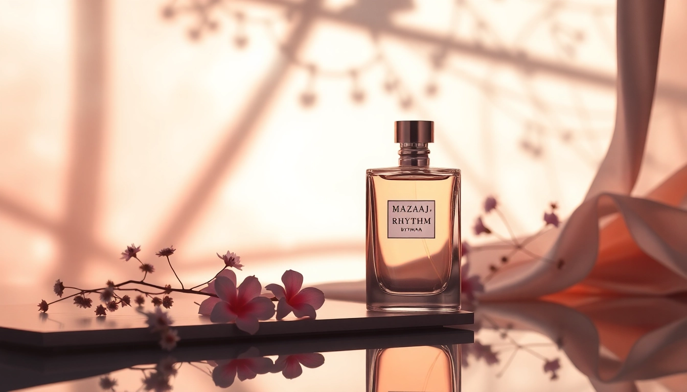 Mazaaj Rhythm by Zimaya flacon weergegeven met bloemen en luxe texturen.