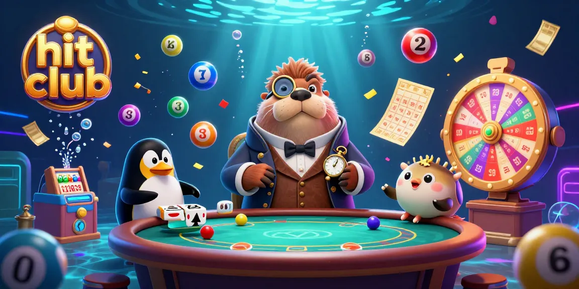 Experience the exciting gameplay of hit club with dynamic lottery balls and animated casino elements.