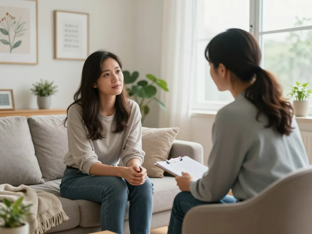 Therapiesessie bij emendare-ggz.nl met therapeut en cliënt in een ondersteunende omgeving.