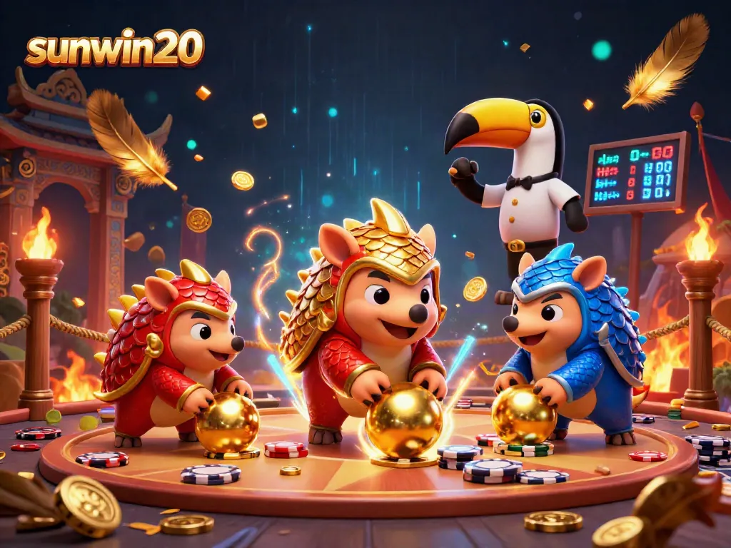 Engage with sunwin20 as rival pangolins battle through a lively casino-themed arena.