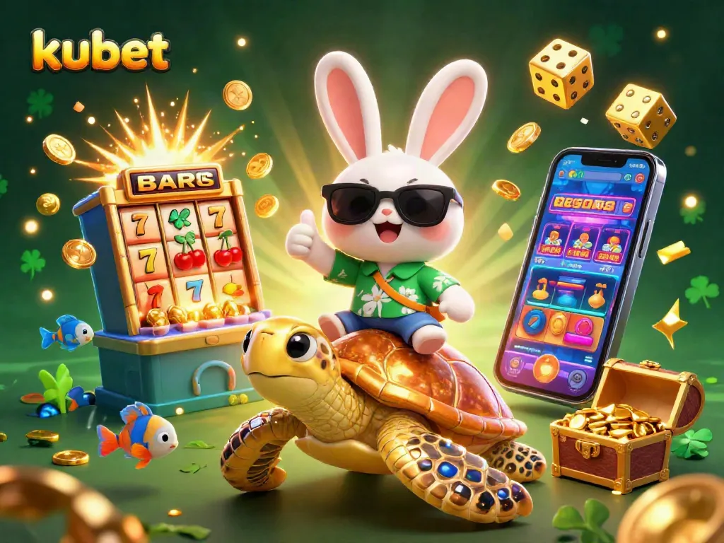Spin the reels on kubet’s slot machines with vibrant elements featuring lucky rabbit and golden turtle.