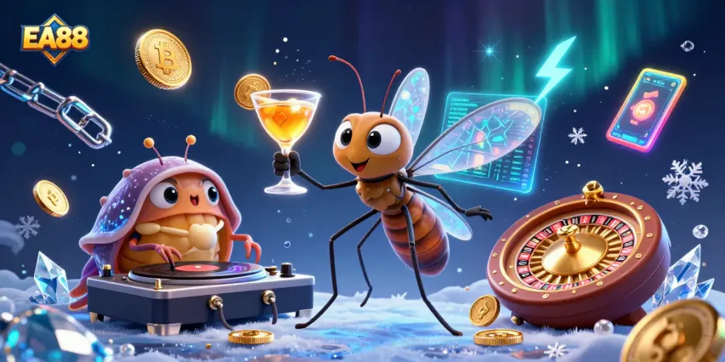 Engage with EA88 and vibrant casino elements portraying energetic gaming action.