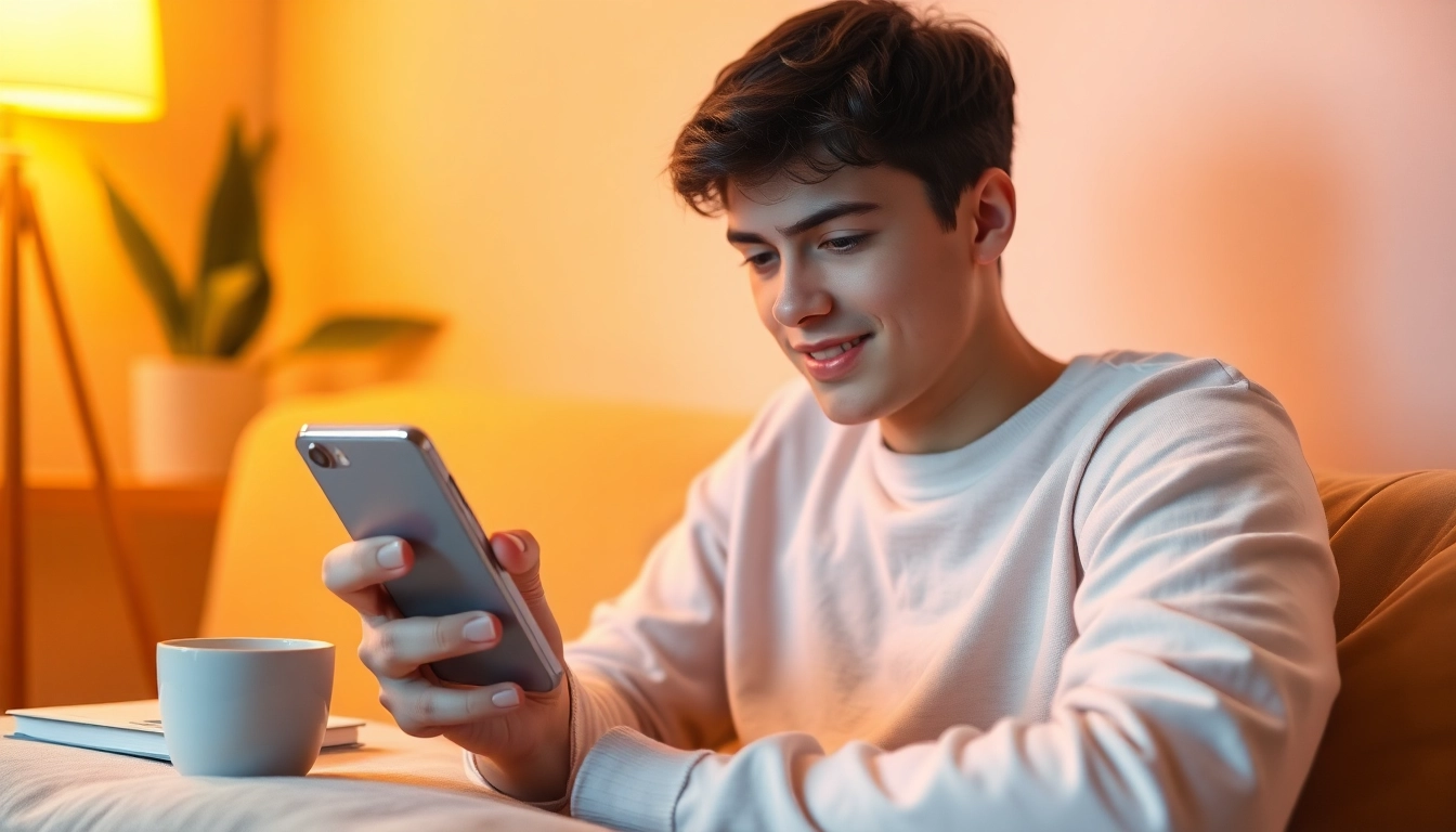 Engaging sexting AI conversation on a smartphone in a cozy setting.