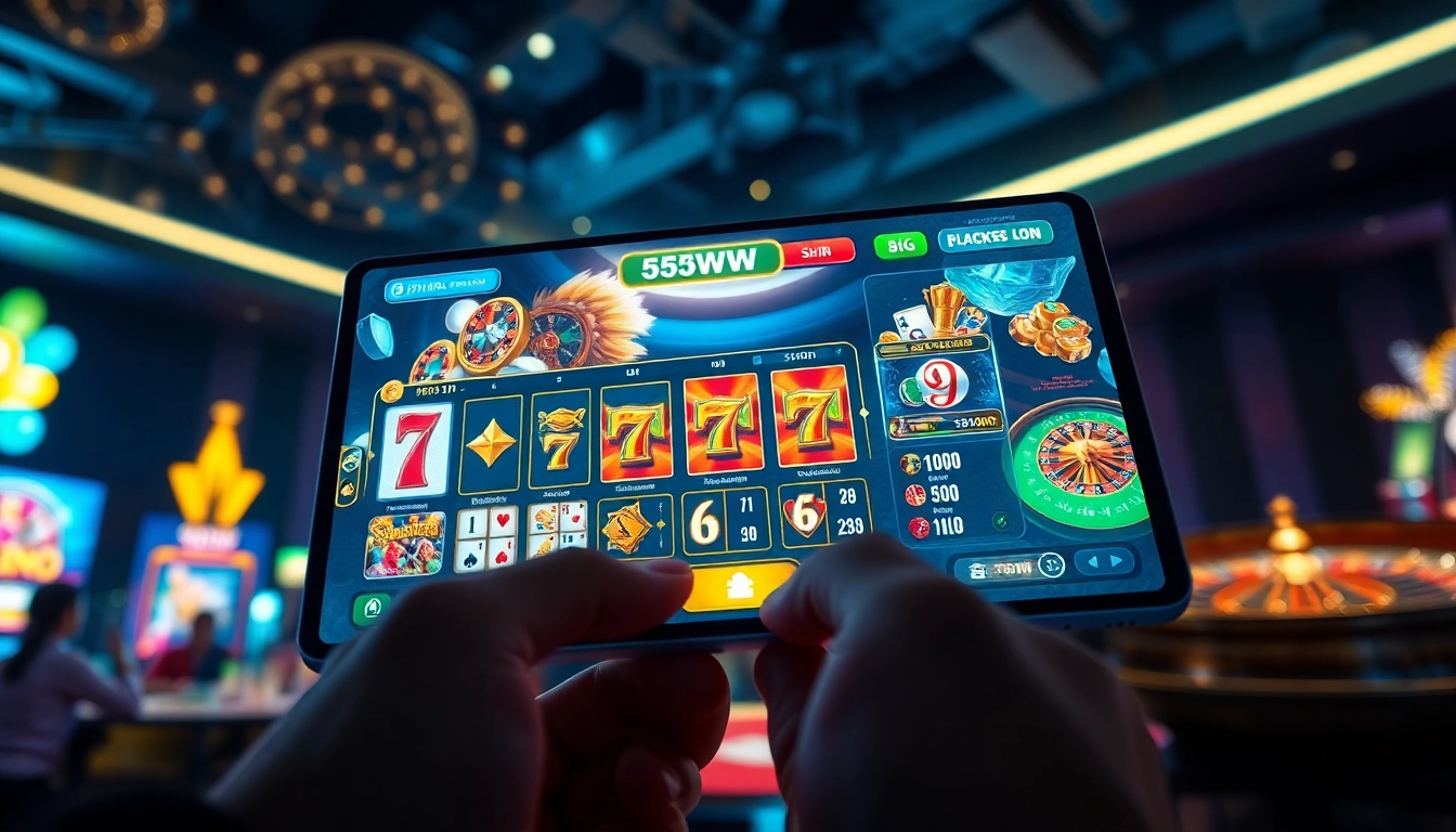 Exciting online casino gaming scene featuring 55WW's vibrant interface and engaging games.