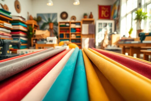 Bekijk goedkope canvas stoffen in een kleurrijke stoffenwinkel met levendige materialen.