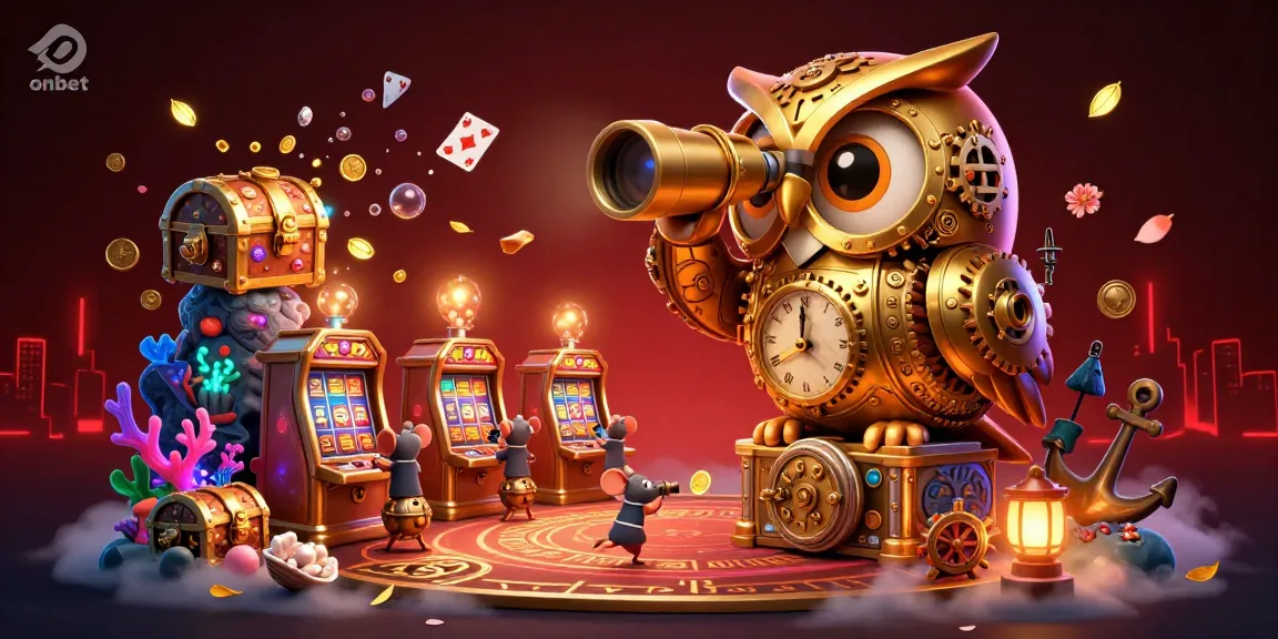 Experience high-stakes thrills at onbet's vibrant casino, where golden owls and joyful mice create magic.
