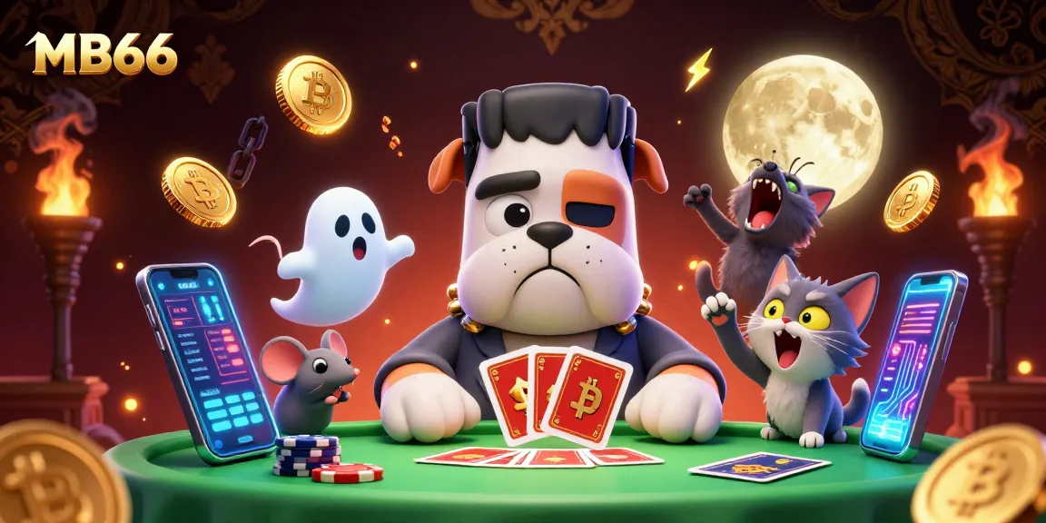 Experience thrilling gameplay at MB66 with vibrant casino characters and stacked poker chips.