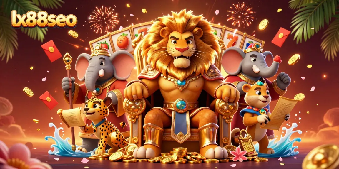 Experience the thrill of gambling at lx88seo with vibrant slot reels and dynamic characters.