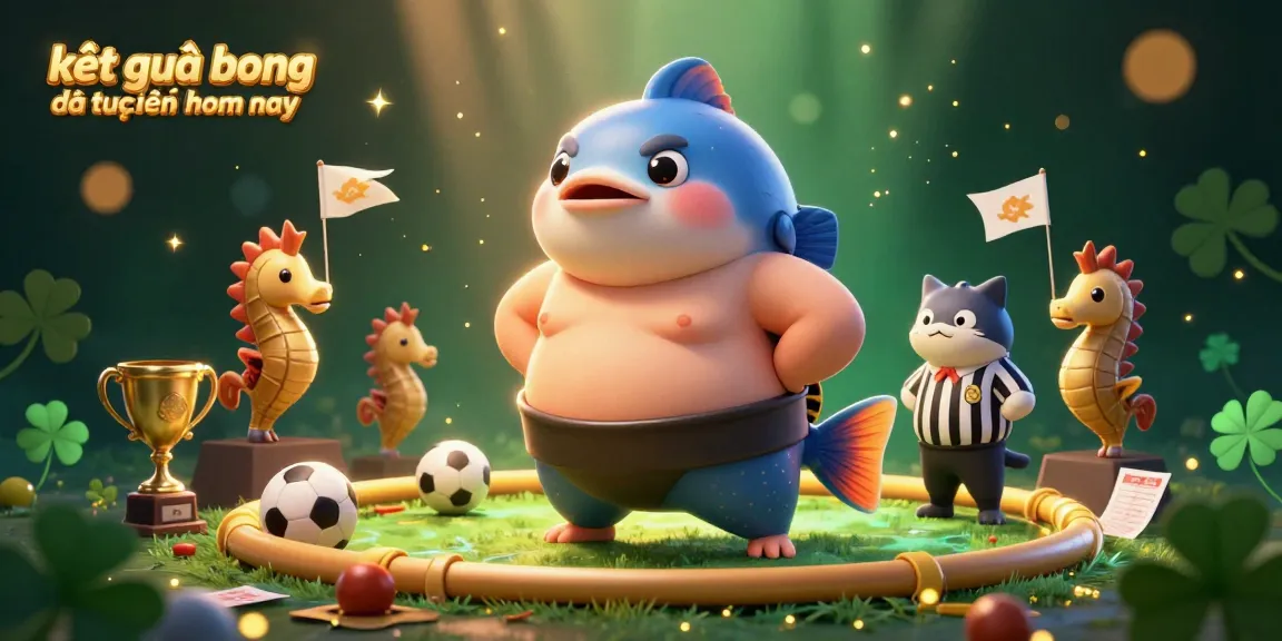 Bet on kết quả bóng đá trực tuyến hôm nay with dynamic sports scenes and lively elements.