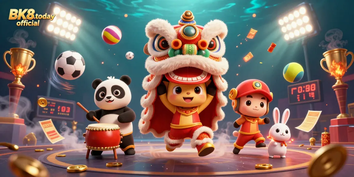 Experience the thrilling world of BK8.today official with vibrant casino characters and dynamic sports elements.